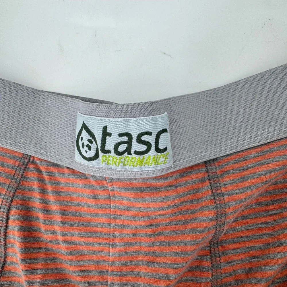 Tasc Performance Men's Boxer Briefs Orange‎ Grey Stripe Bamboo Blend Size 2XL